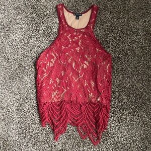 Express Red Lace Tank Top, lightly worn